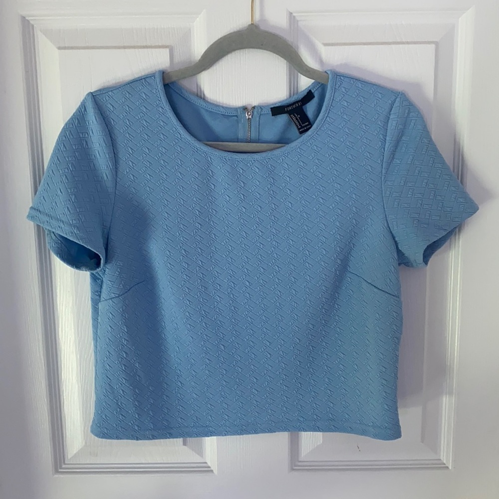 Forever 21 Half Sleeve Crop Top with Zipper Back